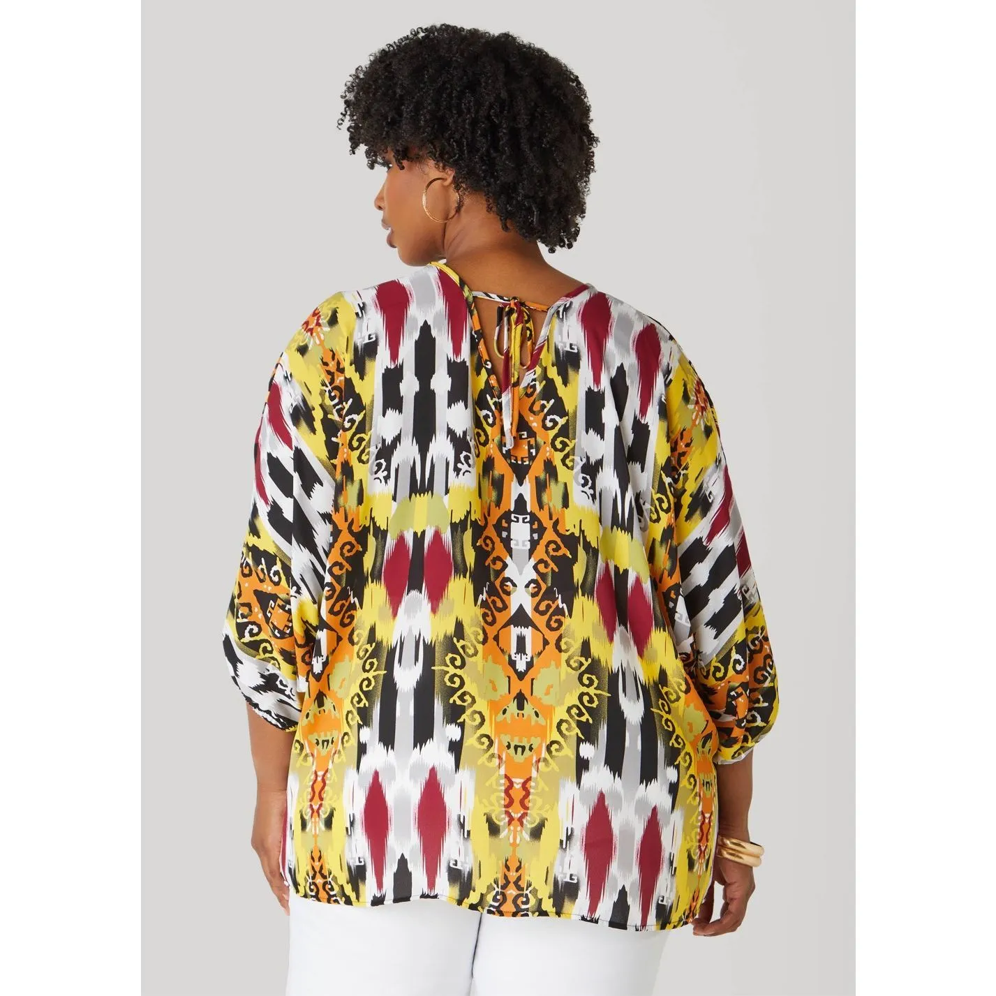 New Ashley Stewart V Neck Abstract Print Blouse - Image 2