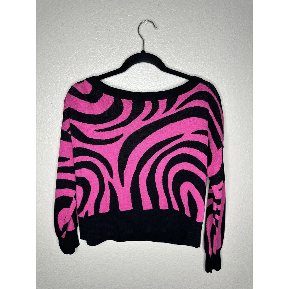 NEW Bar III Sweater Womens Petite Medium Zebra Swirl Crewneck Pullover - Image 5