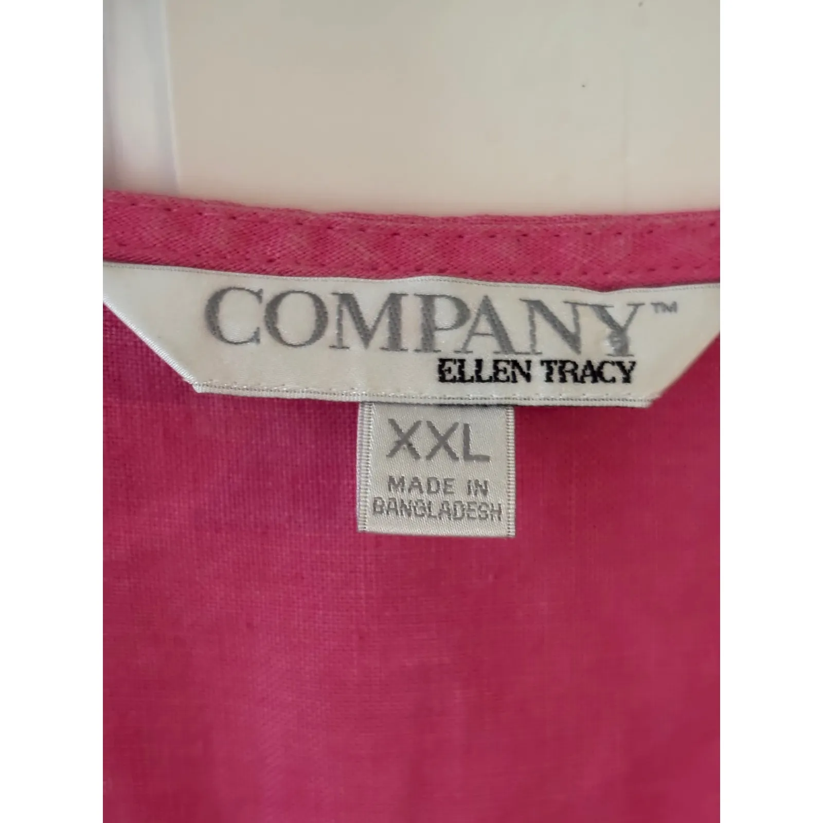 Company Ellen Tracy XXL Pink Linen Half‎ Zip Roll Tab Sleeve Top - Image 2