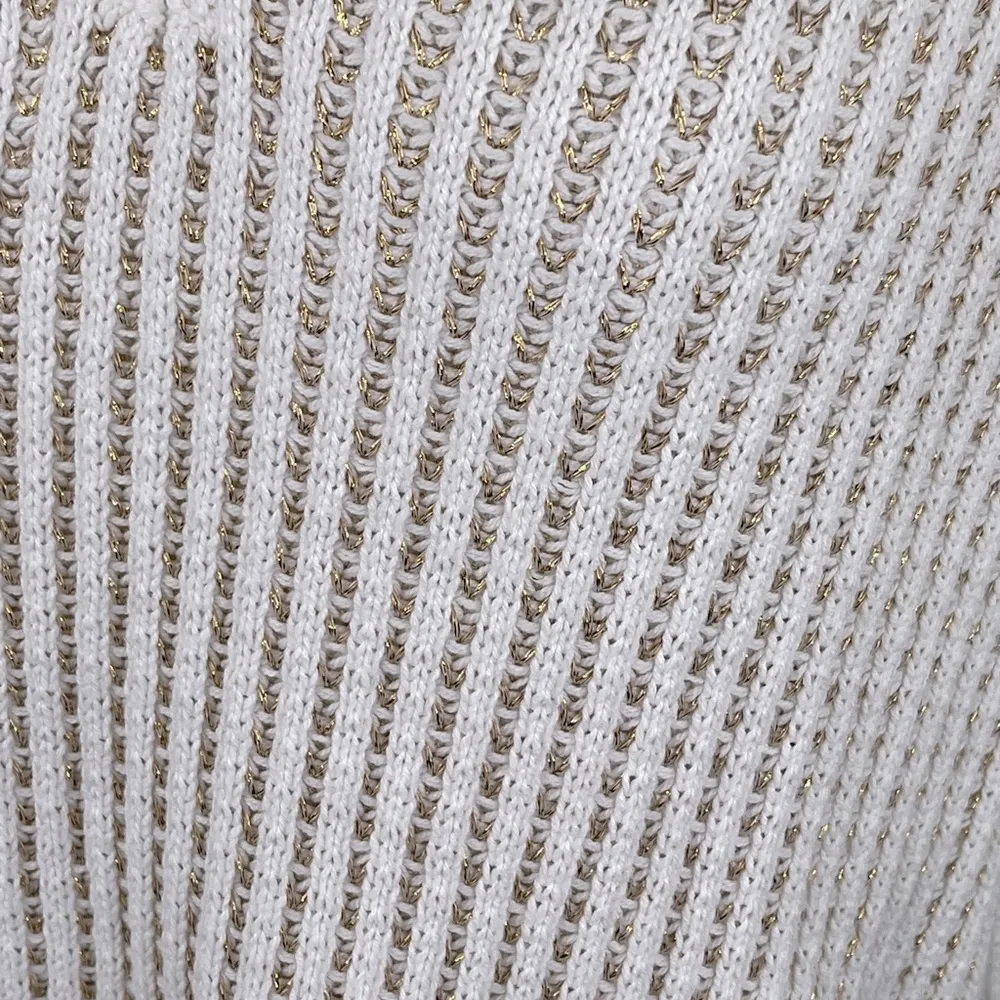 MARLED (by Reunited Clothing) V Neck Sweater White/Gold Metallic - Image 3