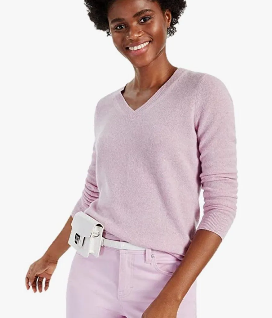 NWOT CASHMERE CHARTER CLUB LUXURY 100% CASHMERE SWEATER LILAC - Image 3