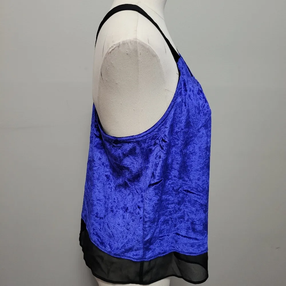 Mudd royal blue velvet chiffon trim tank size large - Image 3