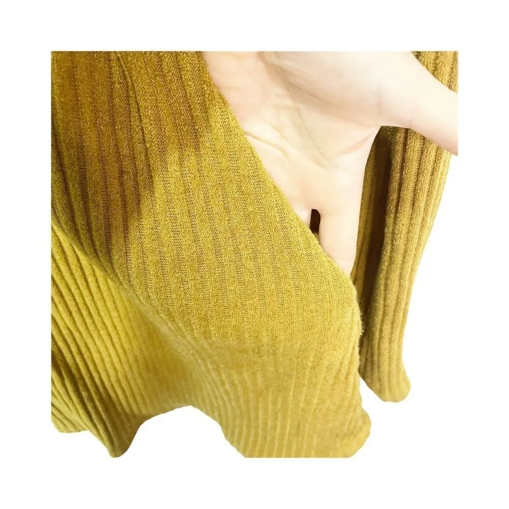 MOD On Trend Mustard Yellow Long Sleeved Sweater Dress M Ribbed Stretch Pockets - Image 6