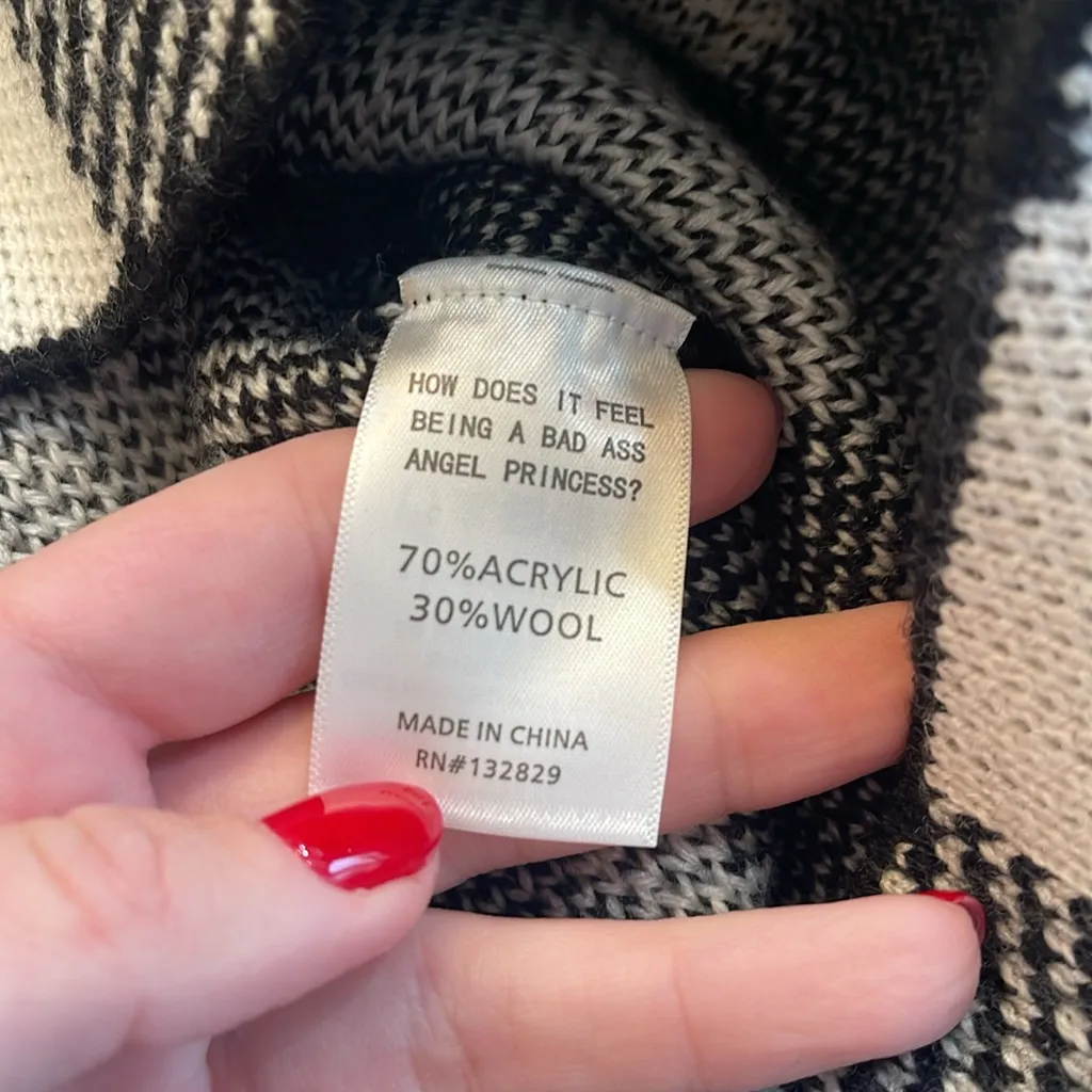 LPA Black and White Checkered Sweater Mini Dress - Image 4