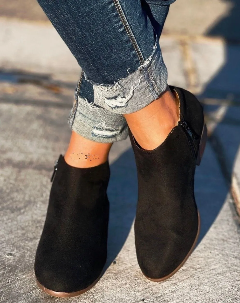 Black Micro Suede Ankle Bootie  - Image 6