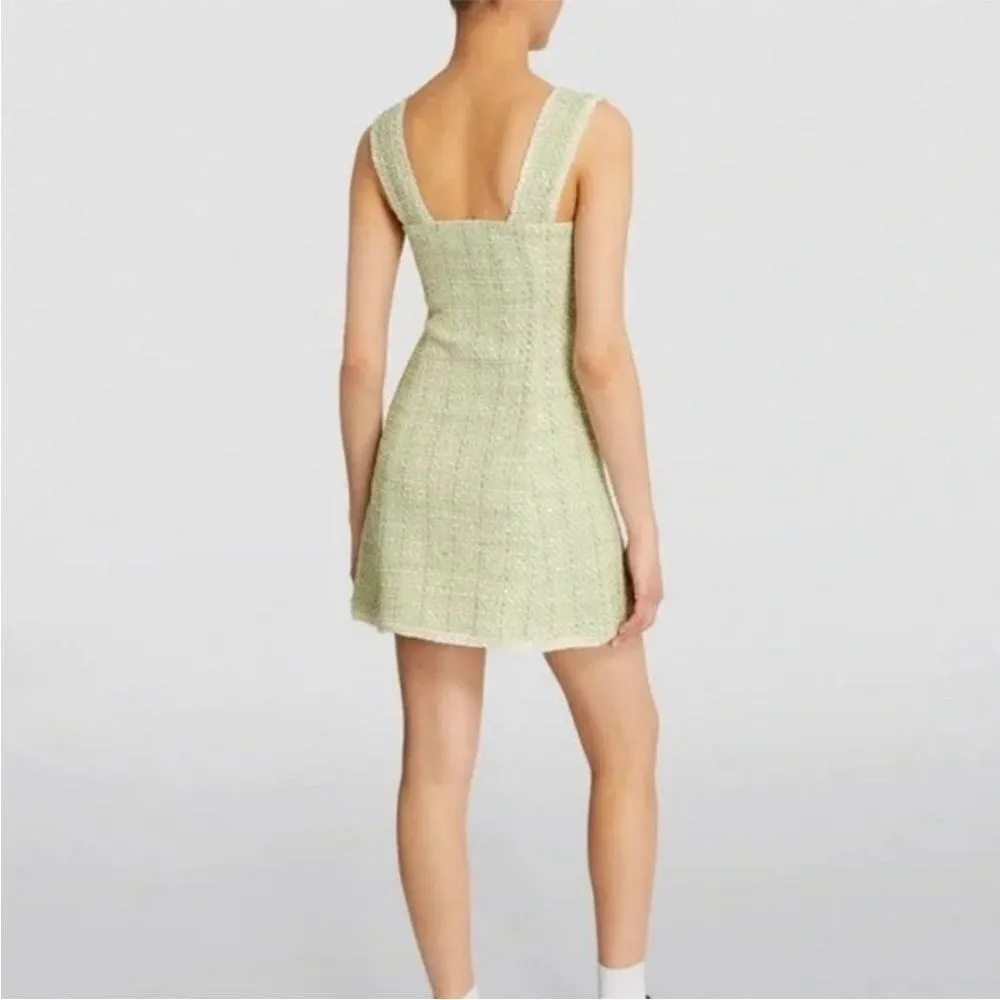 House of Harlow 1960 Light Green & Metallic Tweed Mini Dress Size L - Image 2