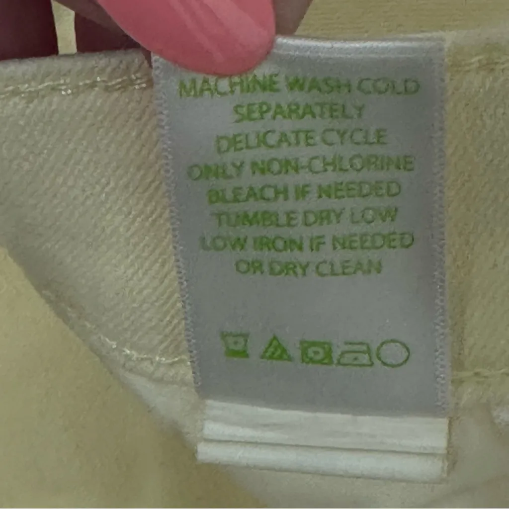 Lilly Pulitzer Size 2 Pale Yellow Stretchy Straight‎ Leg Jeans Raw Hem Mid Rise - Image 8