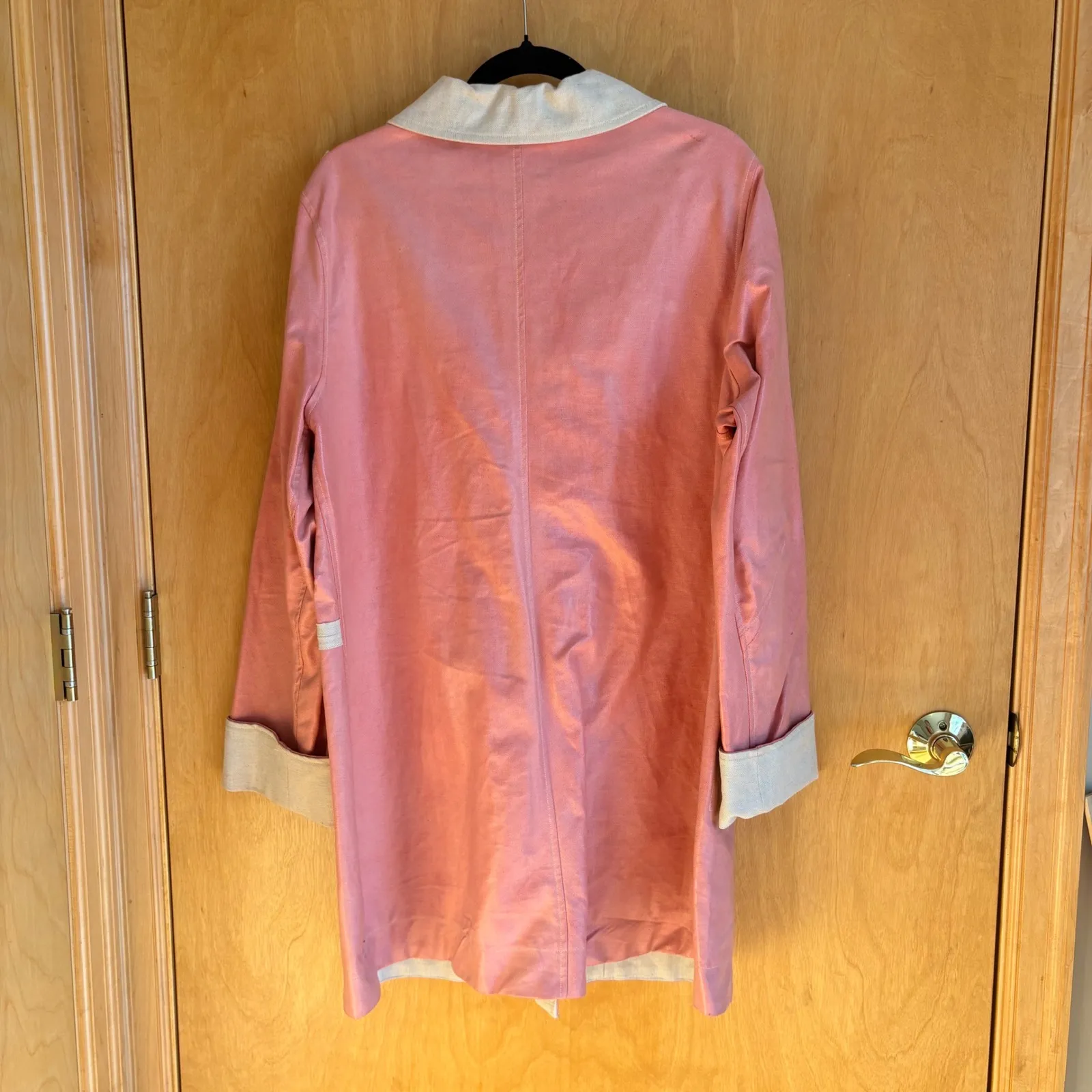 Cut Loose Pink Linen Cotton Blend Collared Button Front Jacket Size L Size L - Image 3