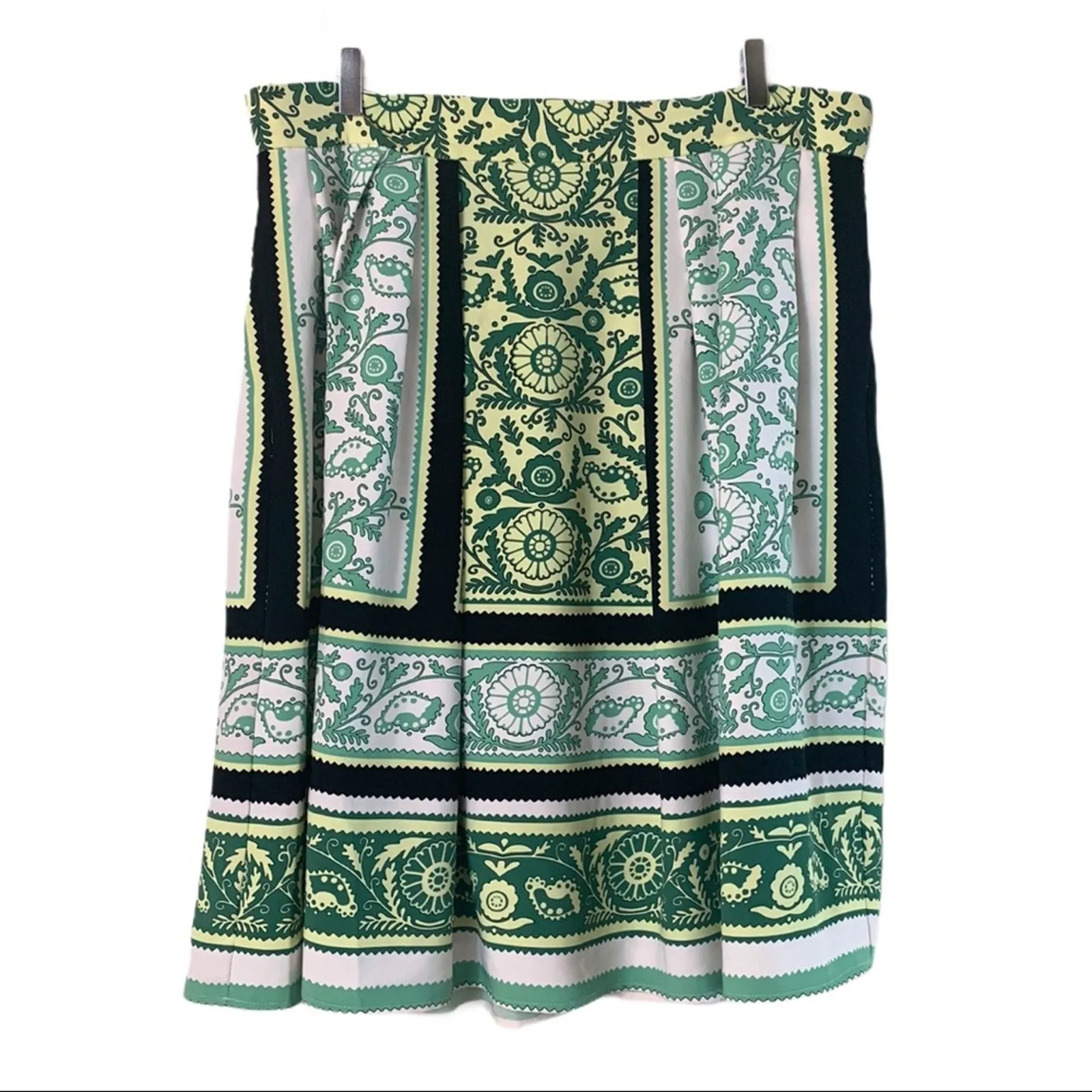 New York & Company Women's Skirt Green Scarf Print Full Pleated Plus Size 18 - Image 6