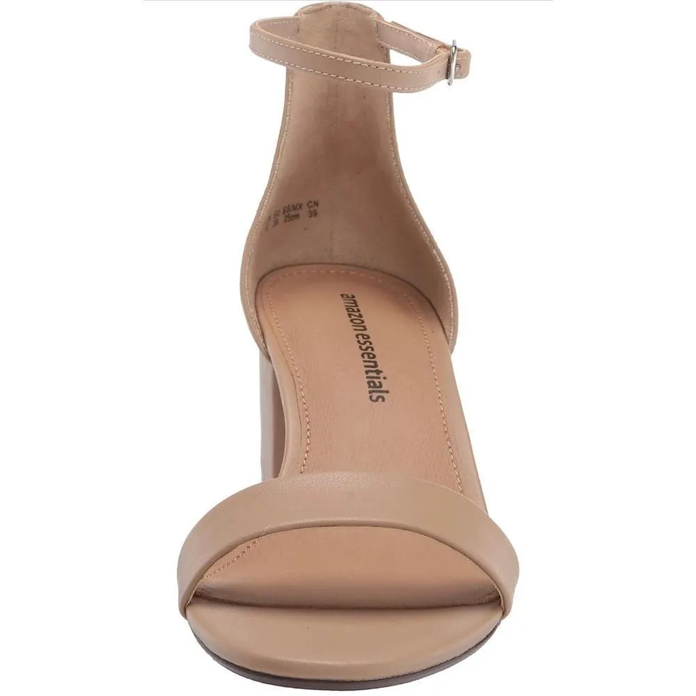 NEW Amazon Essentials Two Strap Heeled Sandal 7 Tan - Image 2