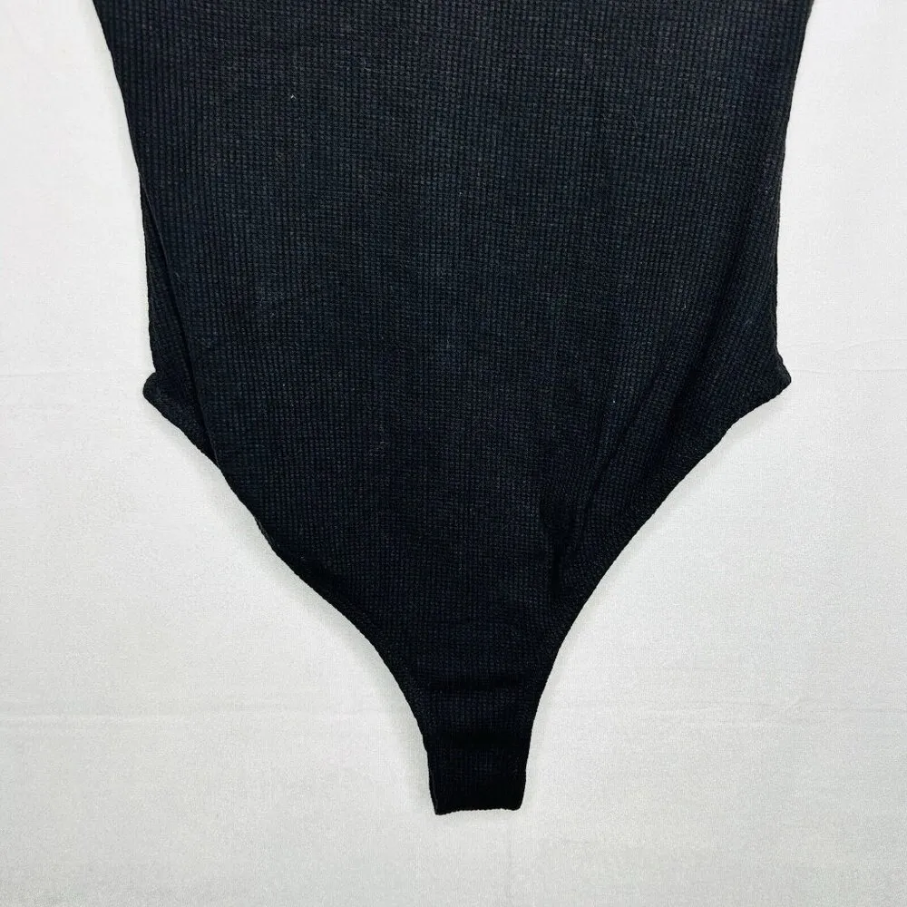 Princess Polly Bodysuit Black Size 4 Cap Sleeve Waffle Knit - Image 7