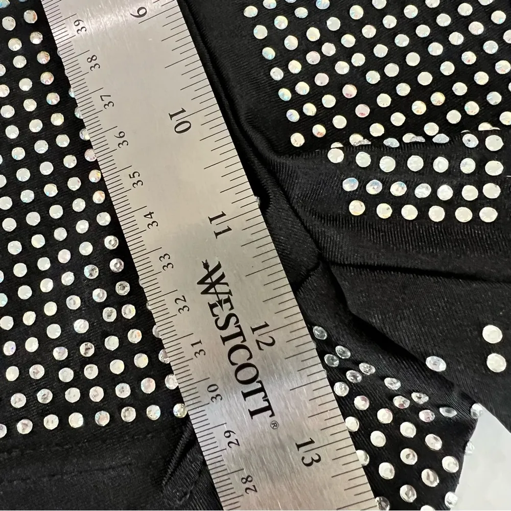 Banjul Rhinestone Embellished Black High-Waisted Hot Pants Shorts (est. small) - Image 10