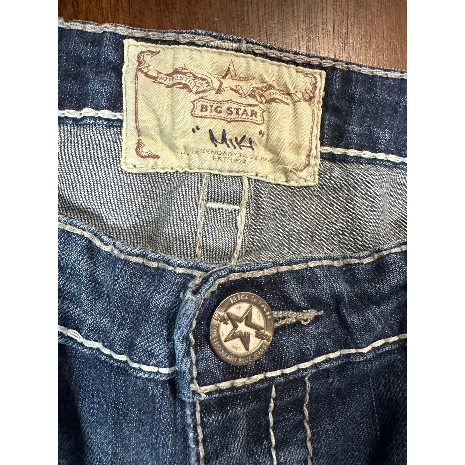 Big Star Miki Jeans Thick Stitch Y2K Women 34 Fit Cowgirl Western Aztec Country - Image 2