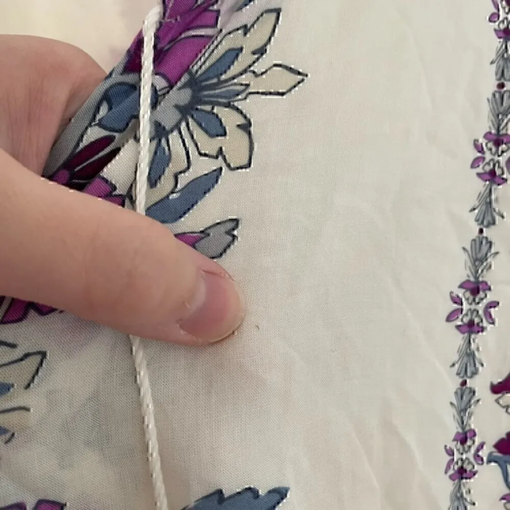 OLD NAVY Printed Tassle Boho Midi Dress Cream Ivory Floral Tassel Boho M NO BELT - Image 6