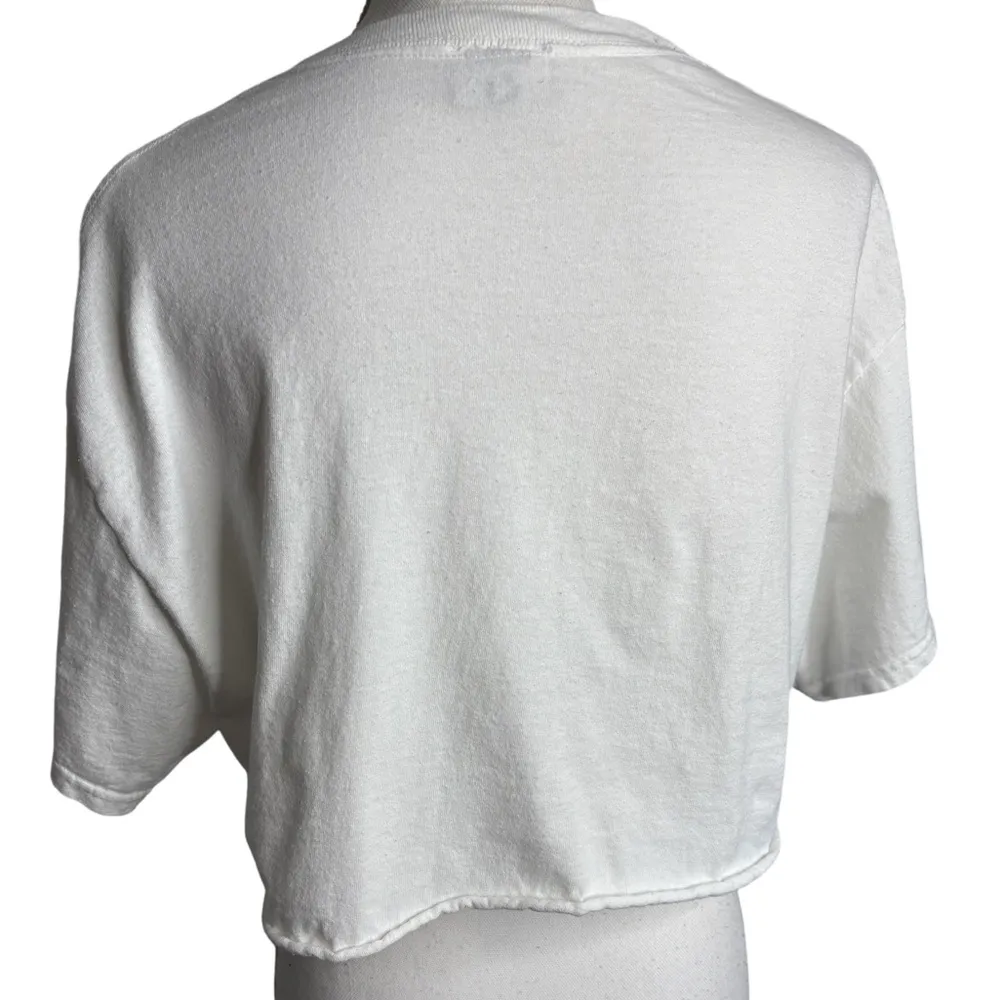 On The Arm Psychedelic Therapy White Short Sleeve Graphic Crop Top Size L - Image 3