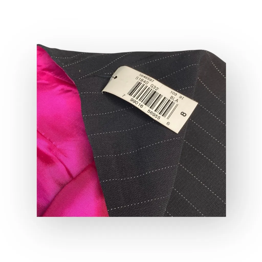 Vintage 90’s: new Laundry Shelli Segal ❤︎ Pinstripe Mini Skirt ❤︎ Black Magenta Pink Size 8 - Image 7