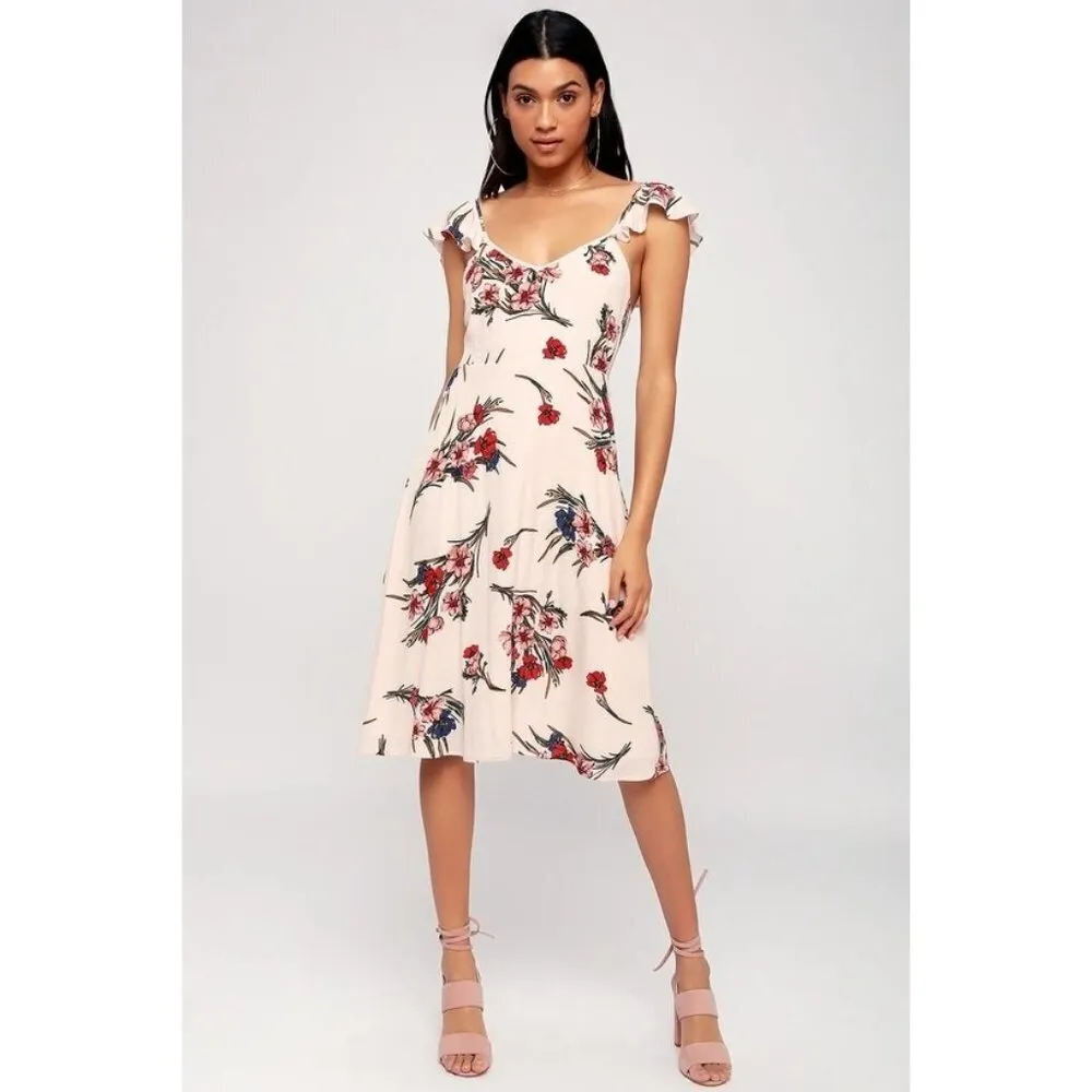 Lulus Take a Bow-quet Blush Floral‎ Print Midi Dress Size XL - Image 4