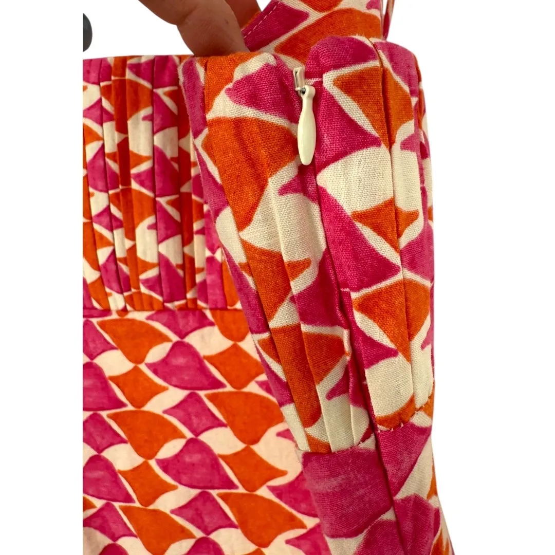 Anthropologie Maeve Ophelia Sleeveless Linen Mini Dress Pink‎ Geometric Size 8P - Image 8