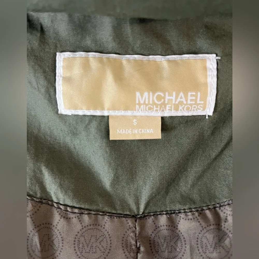 Michael Kors Green & Black Utility Jacket Women’s Small | Canvas Zip Hooded VGUC - Image 7
