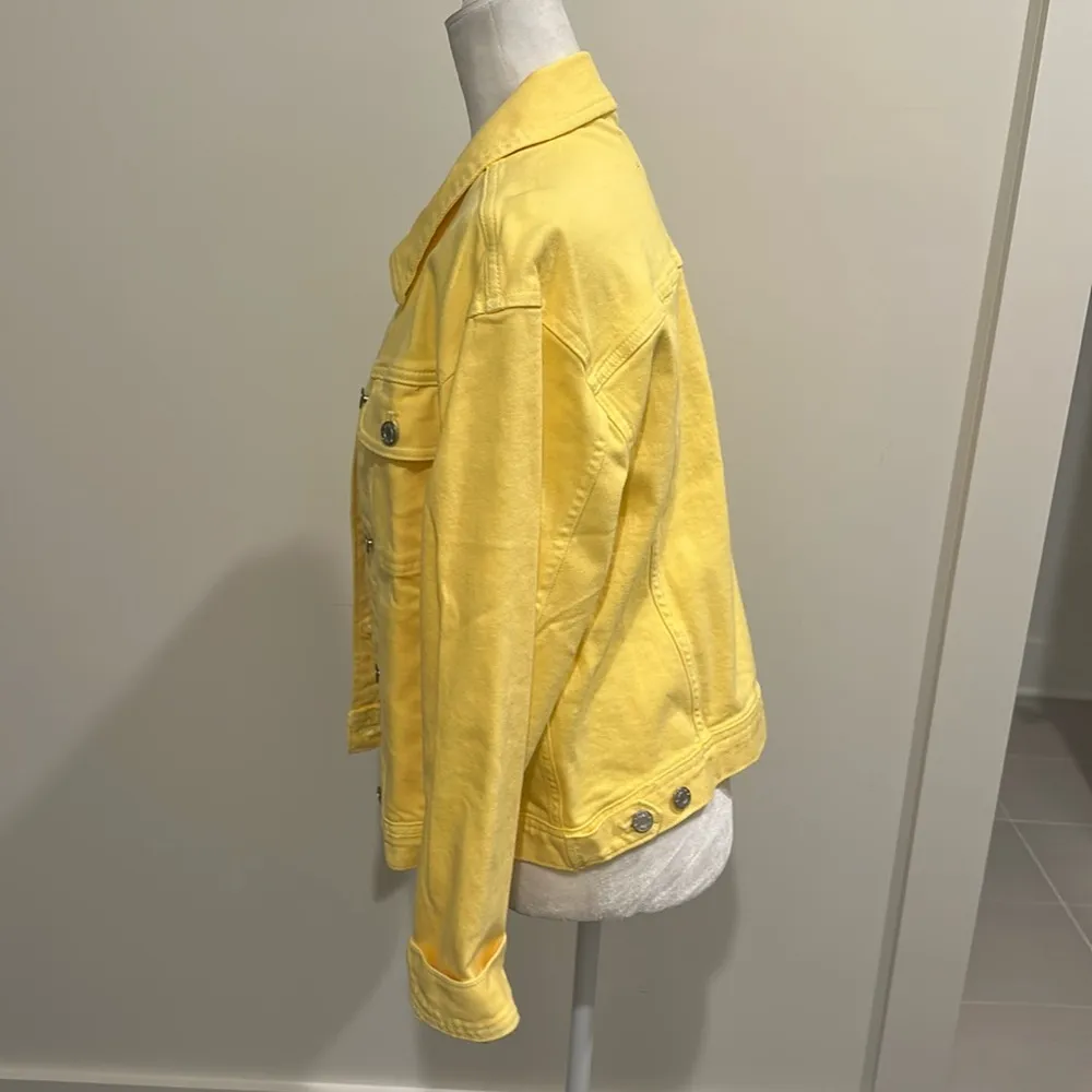 NWT JCrew Bright Yellow Denim Jacket Sz M - Image 2
