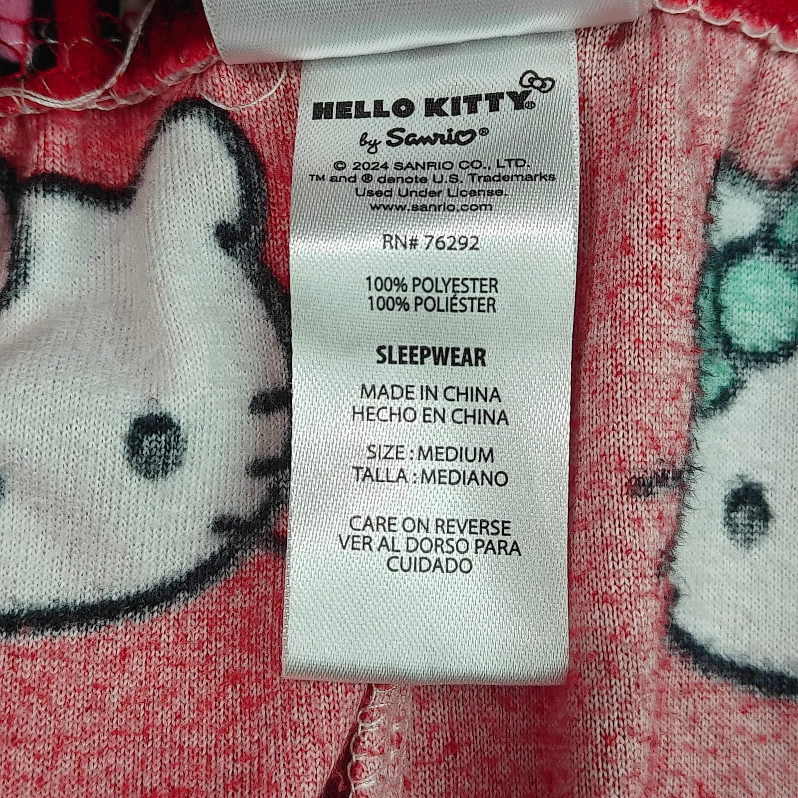 Sanrio Hello Kitty Christmas Red Candy Canes Pajama Pants Medium - Image 3