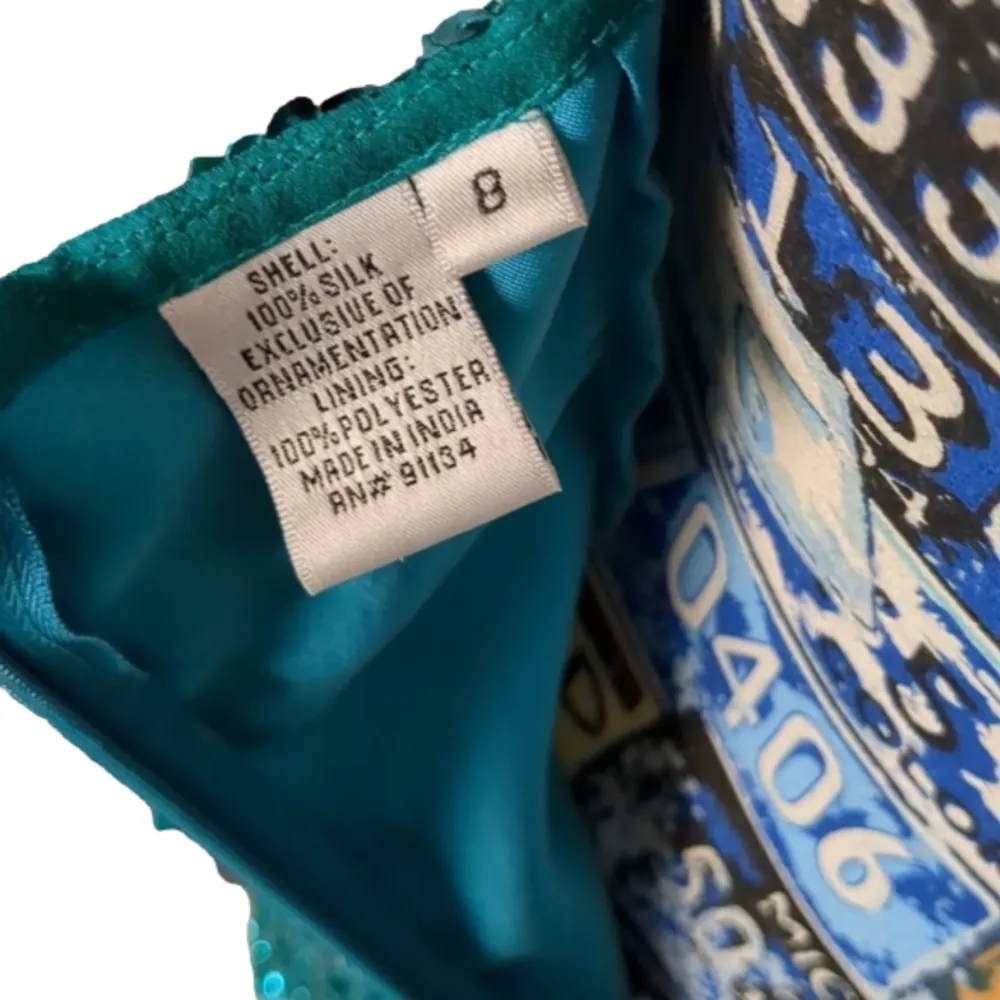 Scala teal sequin dress size 8 - Image 10