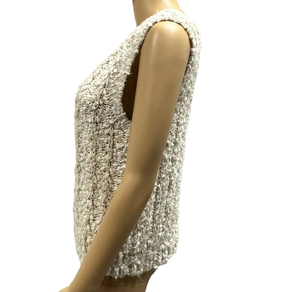 Joyce Acrylic Knits Vintage 80s Cream Sleeveless Tank V Neck Sweater Womens L Size L - Image 2
