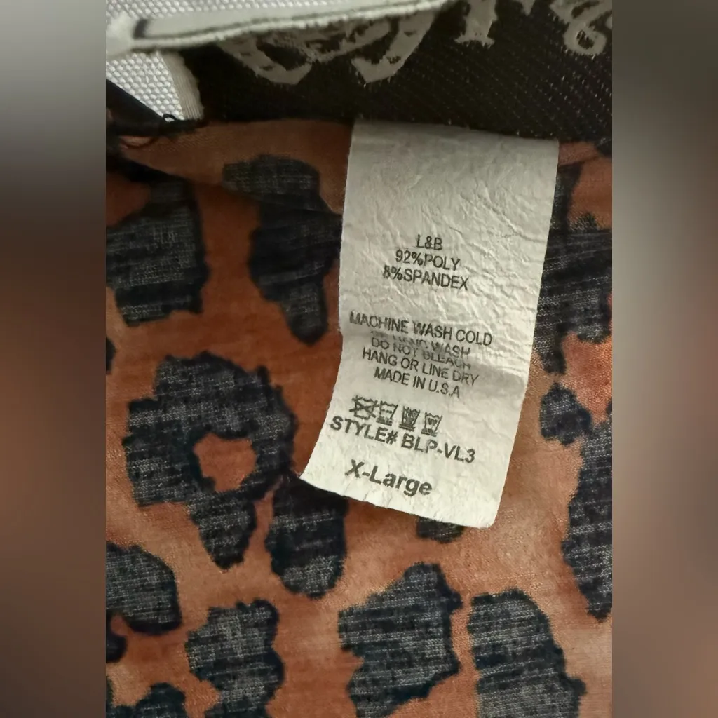 L&B Lucky & Blessed Leopard Print Turquoise Lace Trim Duster Vest XL Western Brown - Image 7