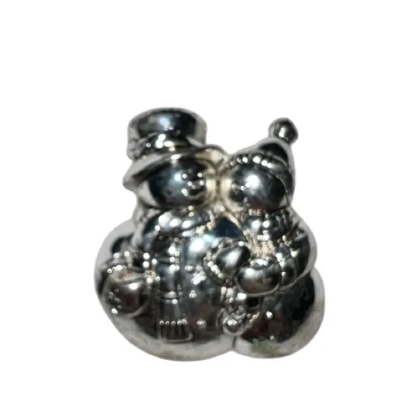 Vintage Silver Snowman couple cute brooch for the holidays - Image 3