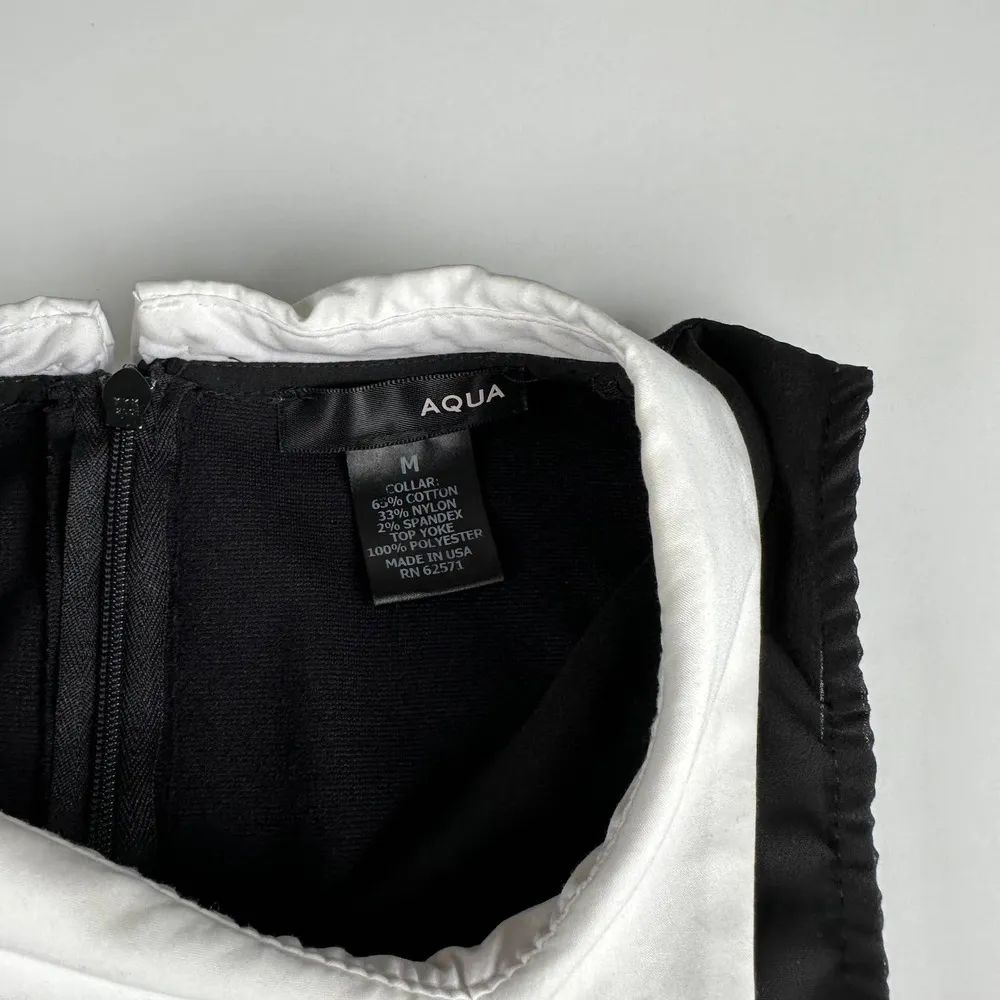 AQUA Black with white collar Skater dress  Size M Wednesday Addams dress EUC - Image 5