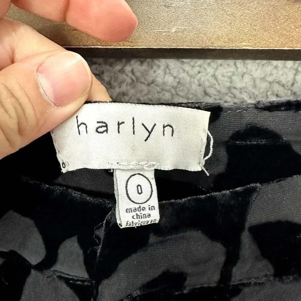 Harlyn slim leg pants 0 black velvet burnout silk whimsigoth career‎ holiday - Image 2