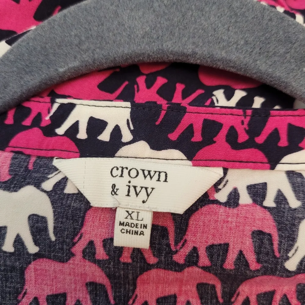 Crown & Ivy Elephant Print Button Up - Image 7