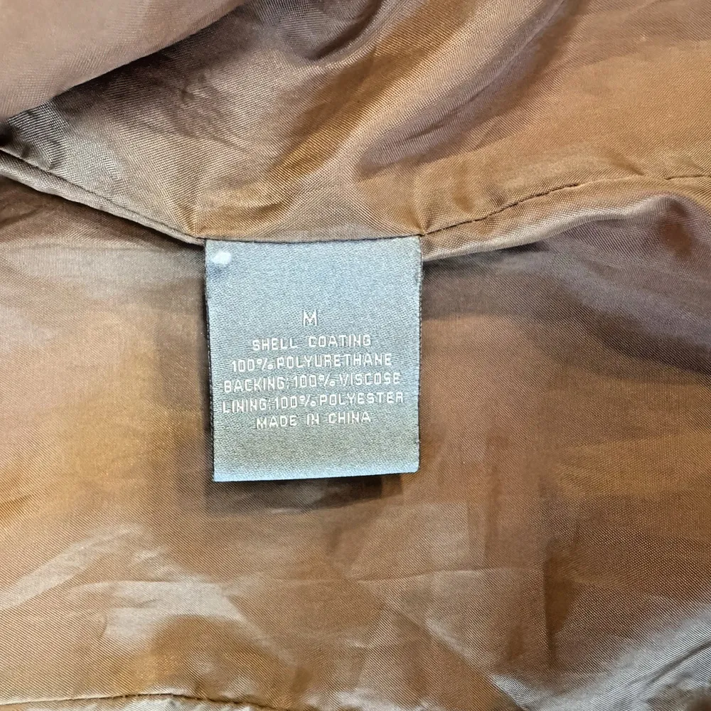 VTG Bagatelle Women M Biker Moto Jacket Brown Faux Leather Vegan Zippers Zip EUC - Image 7