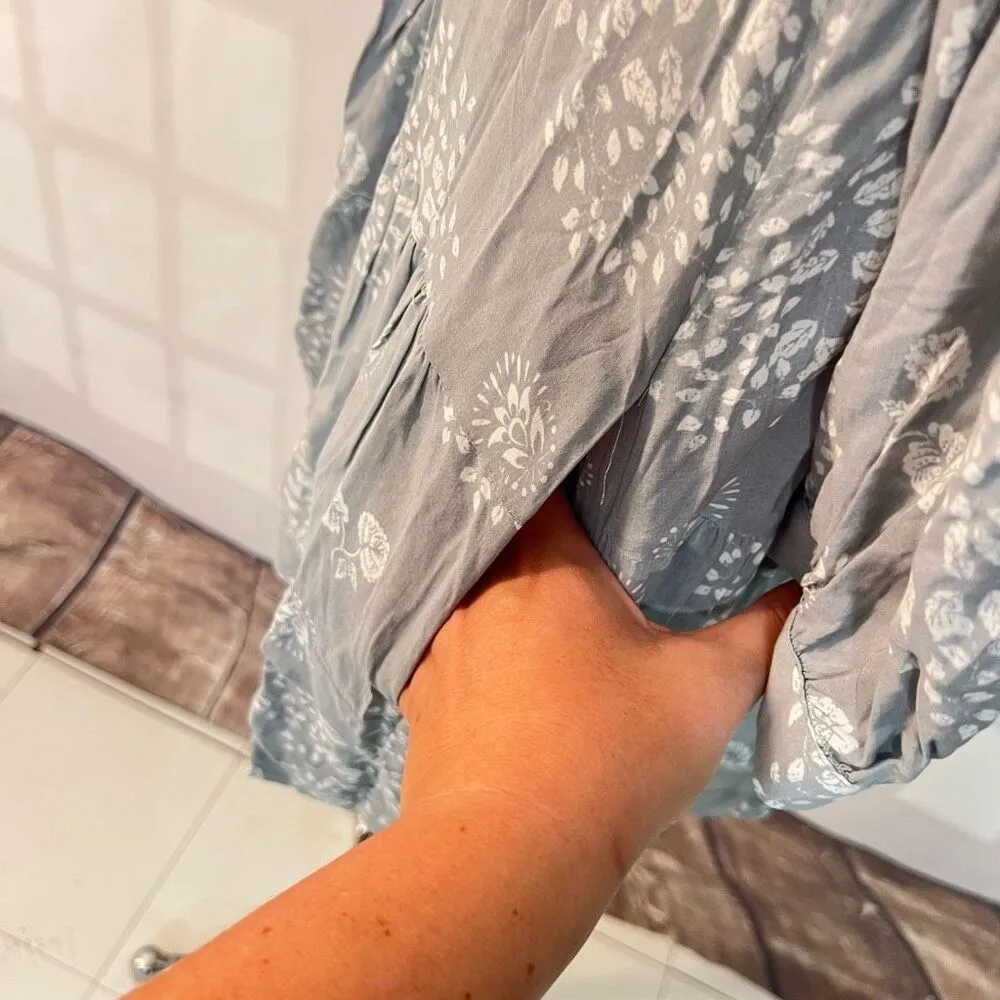 Anthropologie Holding Horses Gray Pavin Tiered 3/4 Sleeve Tunic Top Size XS - Image 7