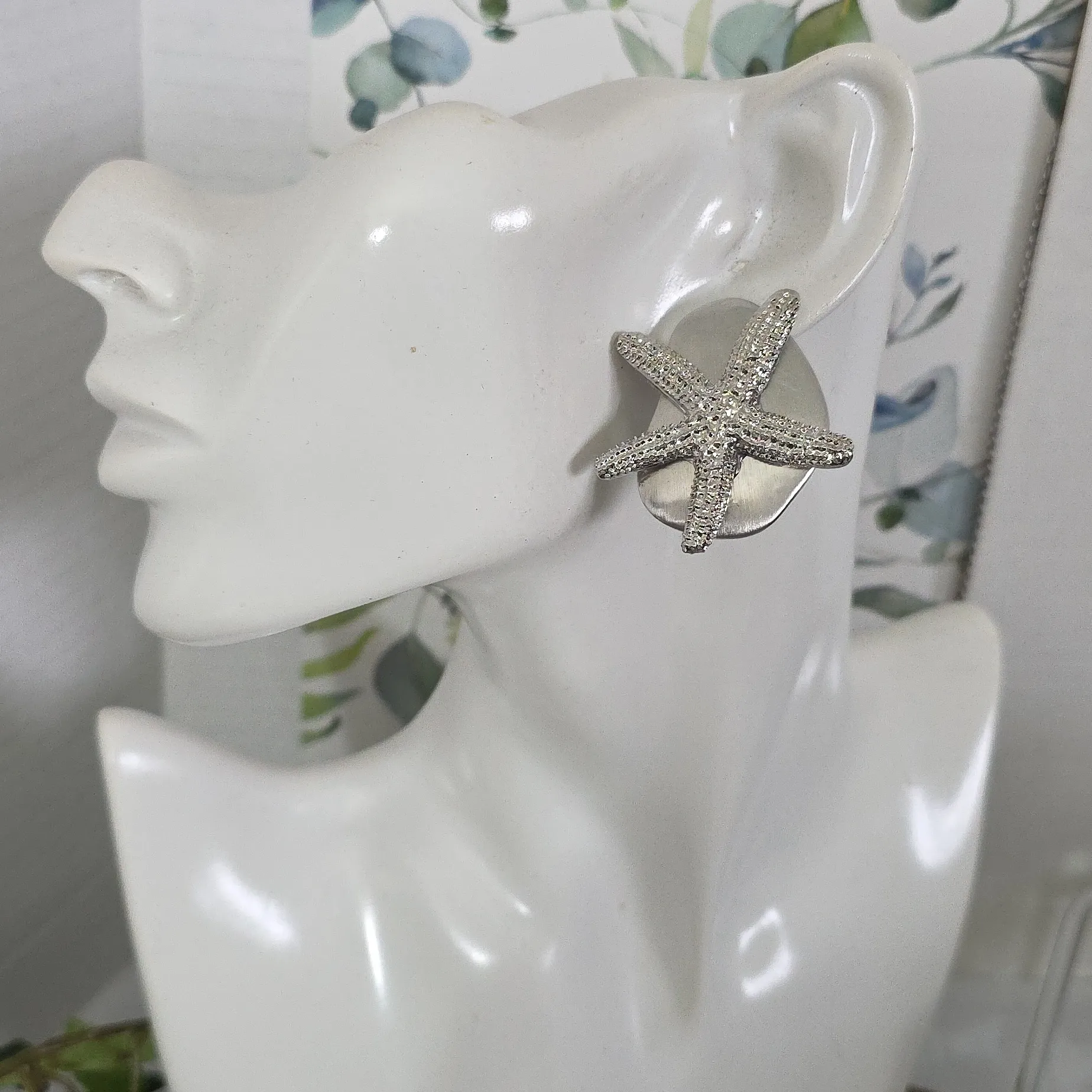 Silver Starfish Statement Earrings - Image 8