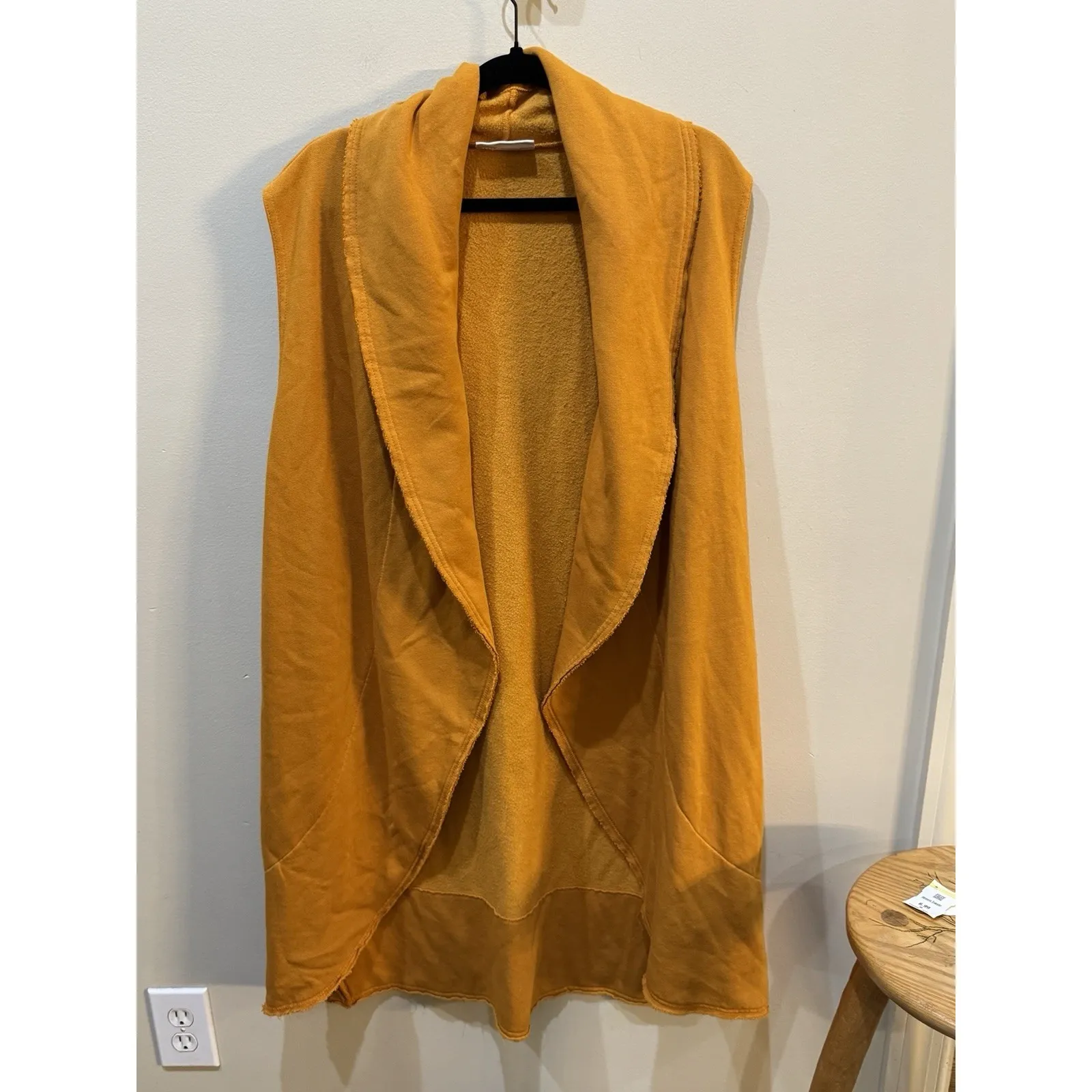 Bryn Walker Drawbridge Fleece Wrap Vest Raw Edge Bamboo Cotton Oversized Boho - Image 2