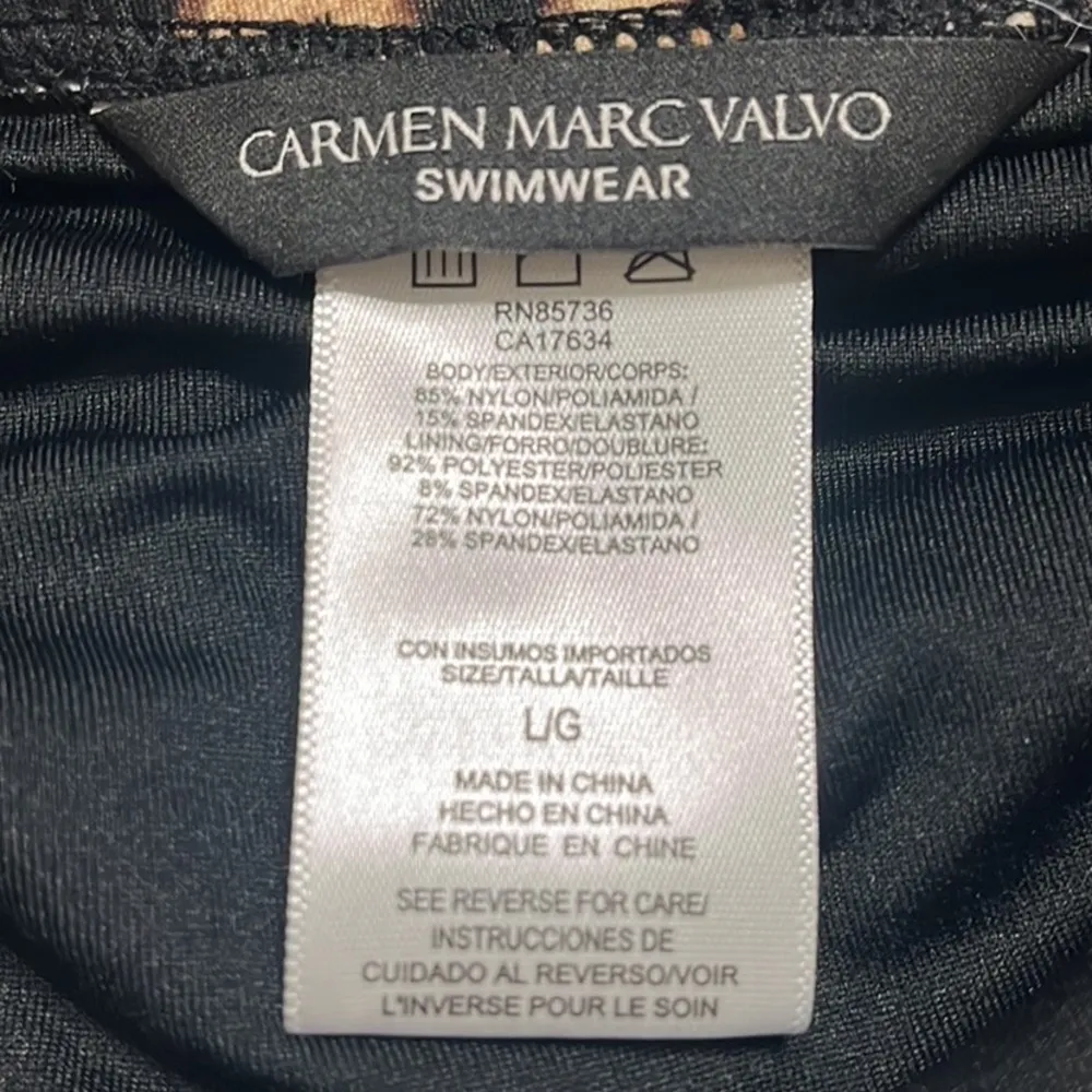 Carmen Marc Valvo Bikini Bottoms Leopard Print High Waist L Large - Image 5