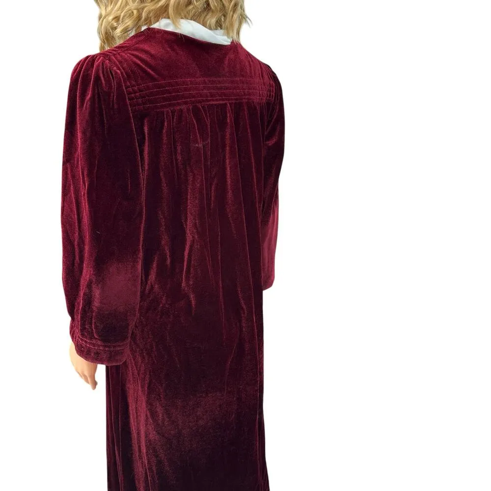 Vintage Velour Dressing Gown Sleepwear 1970s Zips Medium Heather Collection Red - Image 7