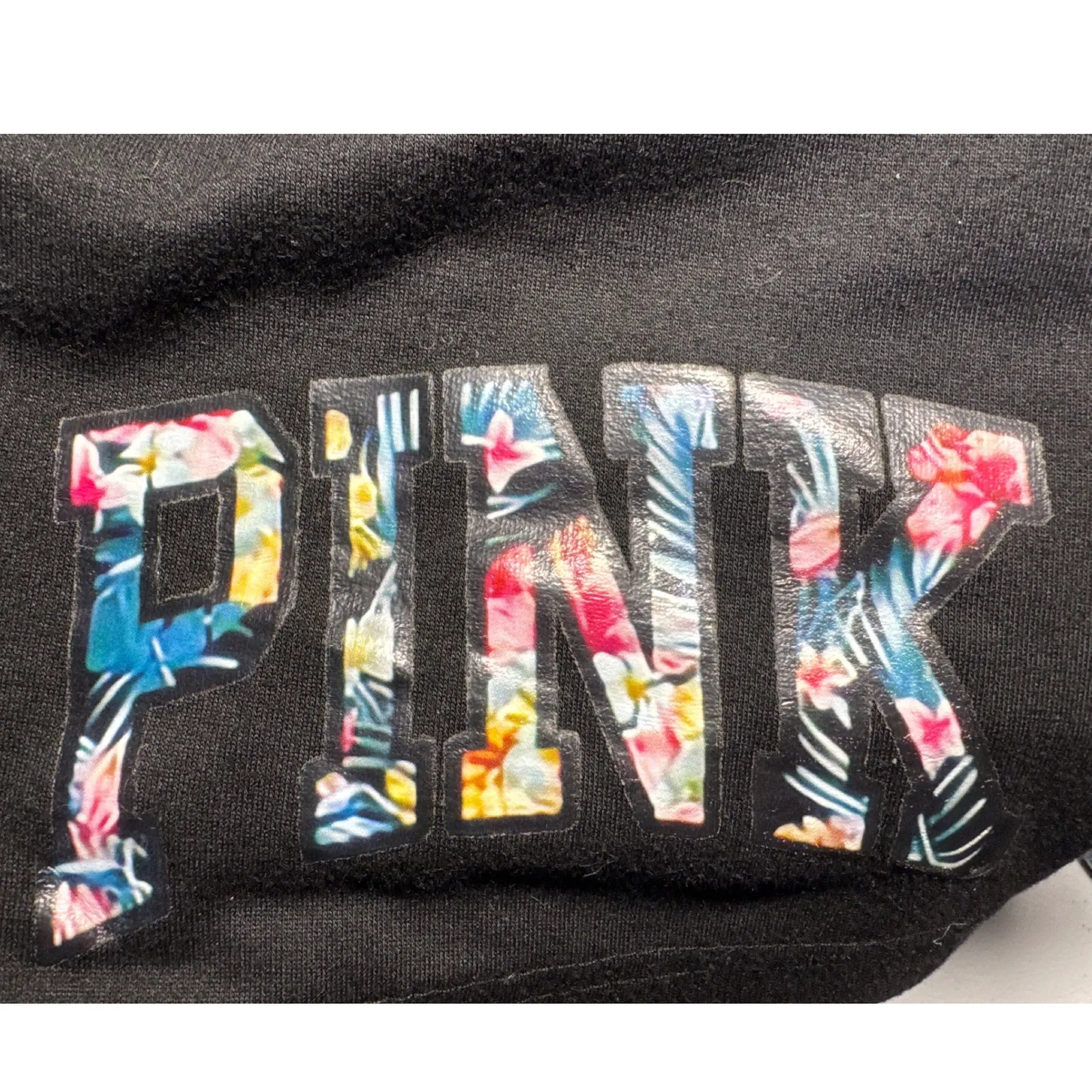 PINK Floral Logo Lounge Shorts Elastic Waist Comfy‎ Casual Black Size S - Image 5