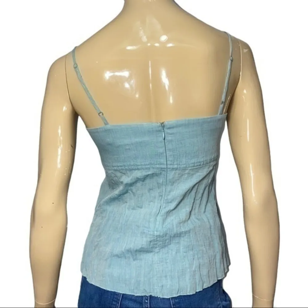 Robert Rodriguez Women’s Size 4 Blue Cotton Lace Bow Front Spaghetti Strap Top - Image 4