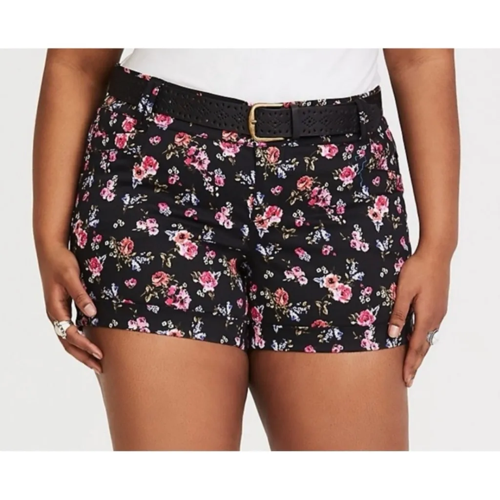 Torrid Black Floral Stretch Shorts* - Image 6