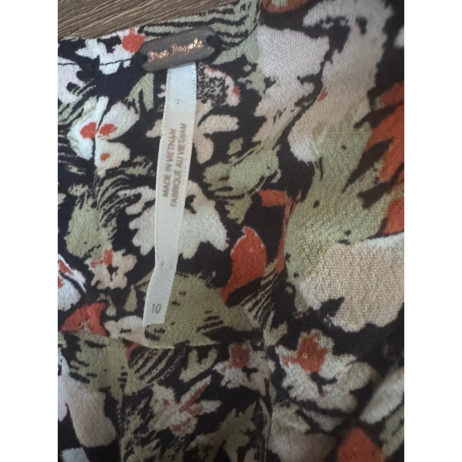 Free People Floral Print Mini Dress Size 10 Short Sleeve Black Multicolor - Image 4