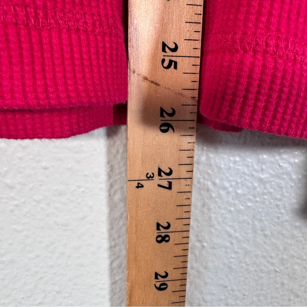 Sundance Hot Pink Waffle Knot Thermal Sweater Womens XL Fall Cozy Casual - Image 3