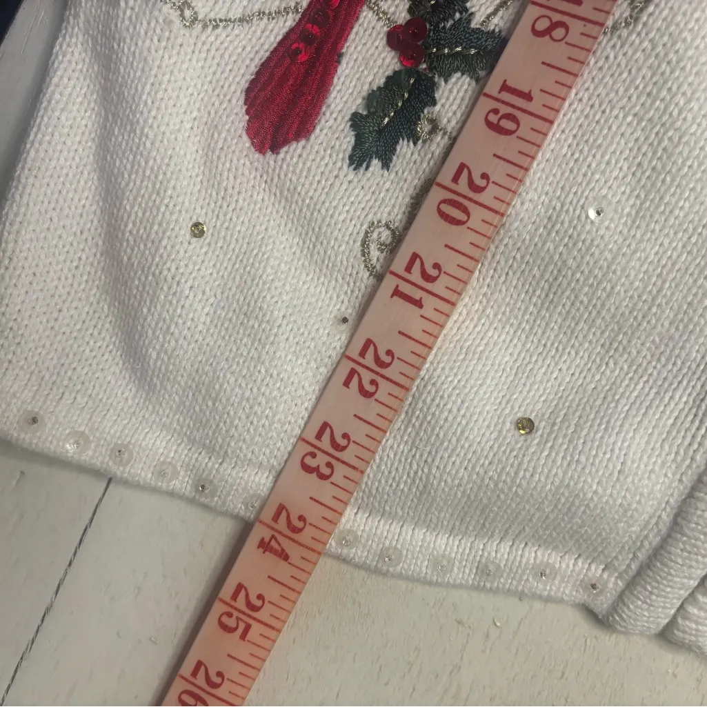 Tiara International Cardinal Holly Embellished Cardigan Sweater Size Small Zip - Image 5