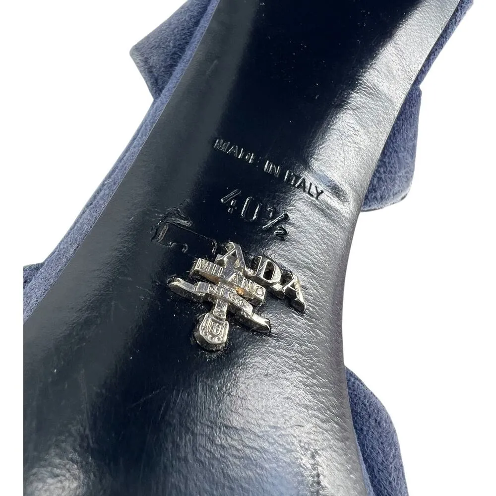 Prada Suede Crisscross Platform Sandals in Blue - Image 15