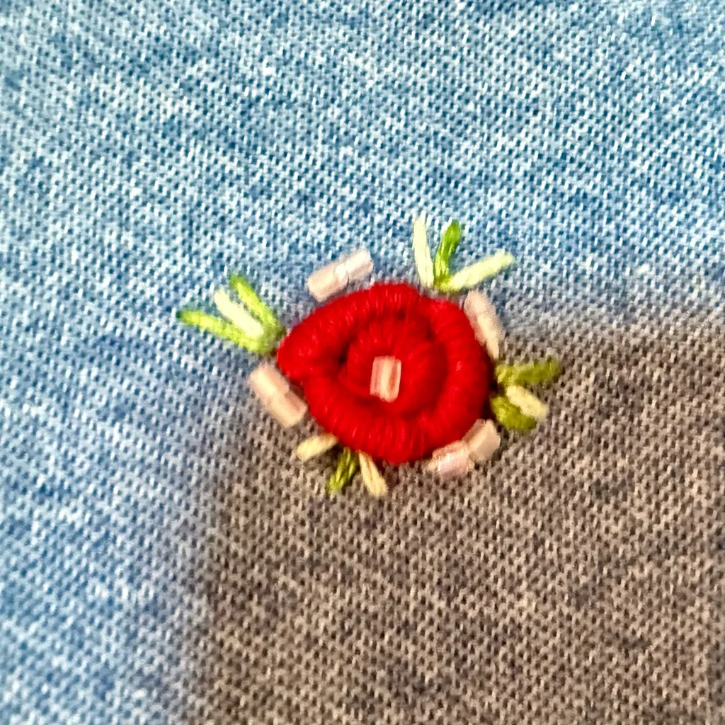 LEMON GRASS Vintage Women Shirt Retro Denim Button Down with Red Accents M Blue Size M - Image 5