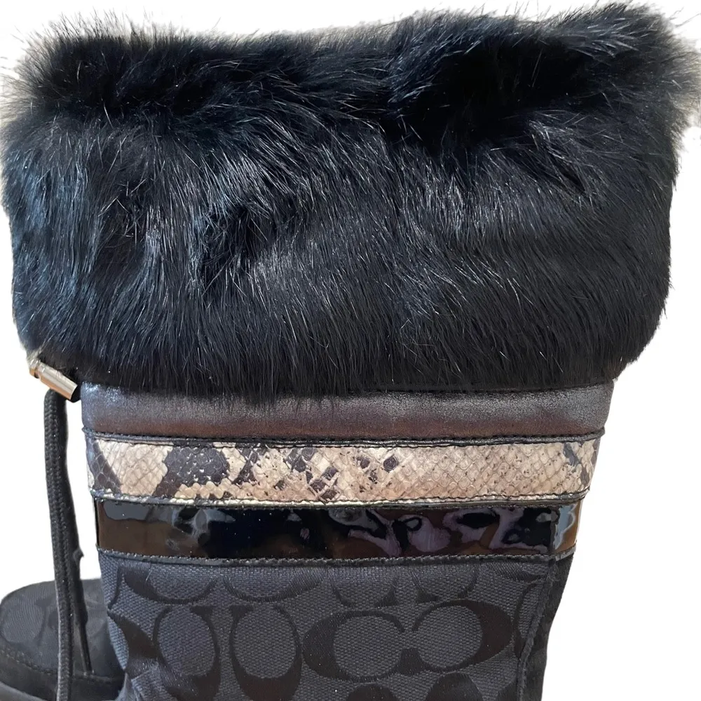 Coach Lorna Monogram Winter Boots Snakeskin Black Size 7 - Image 4