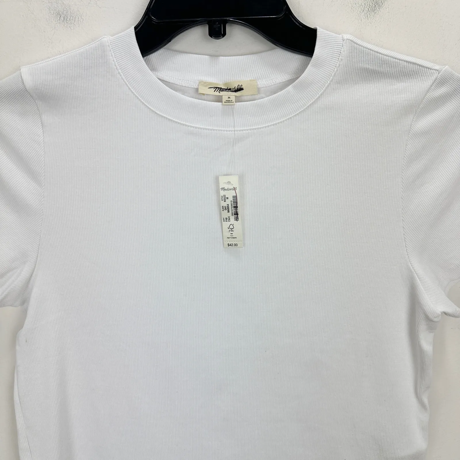 Madewell Regenerative Cotton Ribbed Crewneck Tee Shirt Eyelet White Medium NWT - Image 8