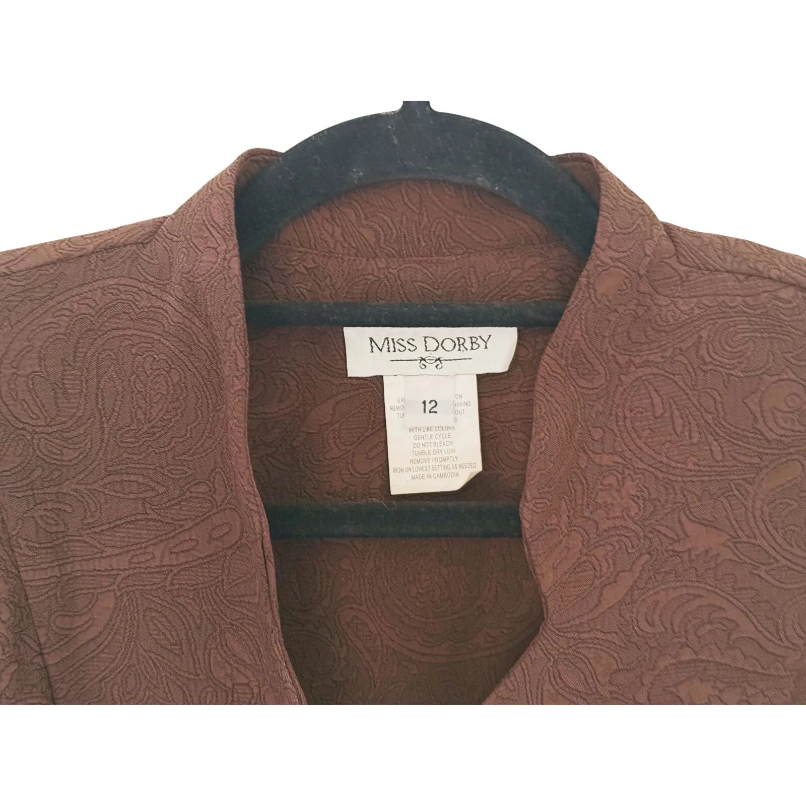 Vintage Miss Dorby 1970s Academia Paisley Blazer Size 12 Brown Tailored Classic - Image 5