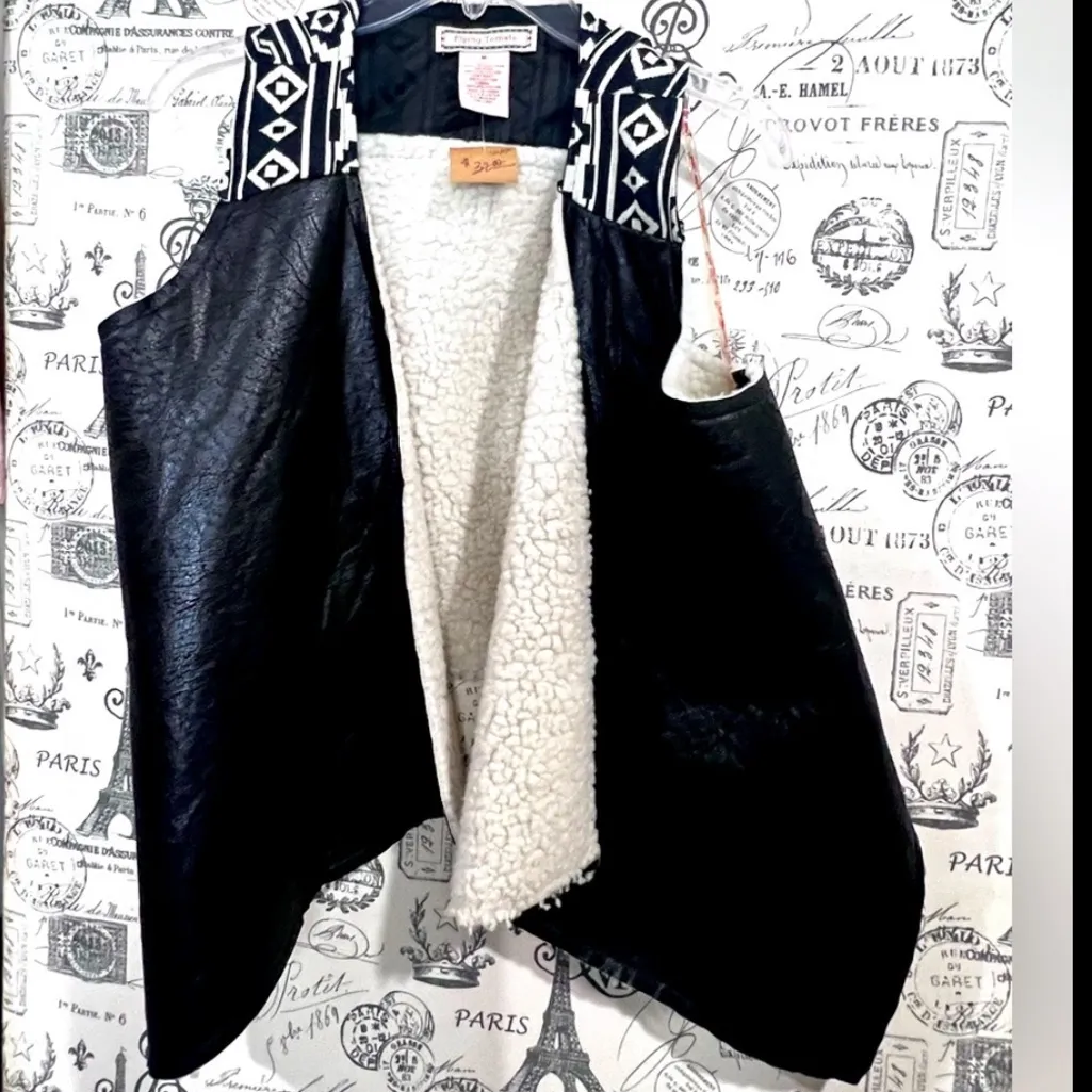 Flying Tomato Black and White Faux Leather Vest with Sherpa Lining - Image 8